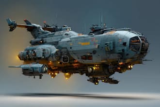 draw detailed sci fi spaceship for games movies and books
