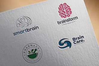 design pharmacy, brain, clinic, neuro and science logo