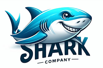 make vintage clean shark mascot logo with free source file