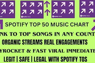 chart your spotify music to top 50 spotify chart using real organic growth