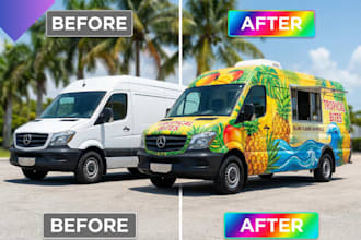 create eye catching van wrap vehicle wrap food truck wrap car branding graphics