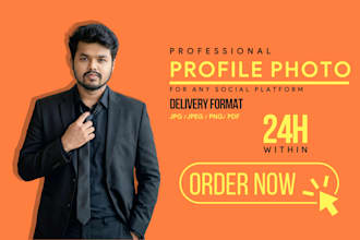 make professional profile photo for linkedin and more in 24h
