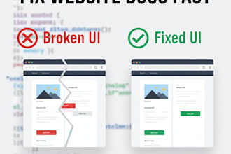 fix  frontend bugs, HTML CSS javascript issues and responsive design