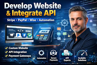 develop website, API integration, stripe paypal wise payment and automation