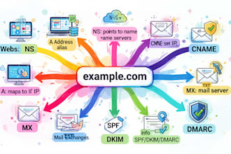 configure or fix dns record, spf, dkim, dmarc, mx records
