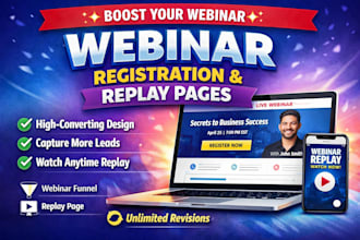 design webinar registration and replay landing page