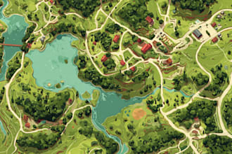 create 2d map illustration map design vector fantasy board game map