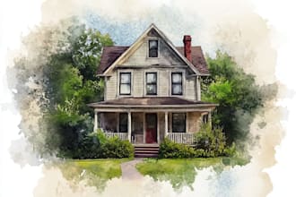draw a watercolor house painting