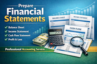 prepare financial statements, balance sheet, and cash flow statement