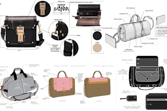 design your bag, handbag, backpack, luggage, wallet, and make a tech pack