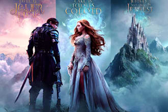 design an arctic frozen vampire ice kingdom romantasy book cover with glacial