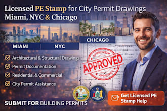 do miami, NYC, chicago licensed pe stamp for city permit drawing