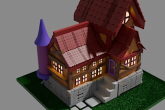 create a modern 3d house model for games