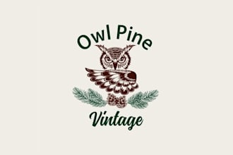 create a professional owl pine logo design