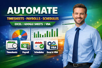 automate employee timesheet, payrolls, work schedules in googlesheet exce