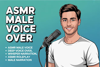 record deep male asmr voice over whisper roleplay narration