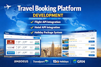 build travel booking with flight, hotel API integration and holiday package