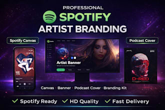 design a professional spotify banner, canvas, music cover, artist branding kit