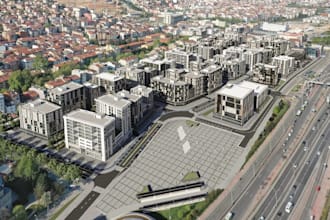 renew outdated urban area, design smart city concept, render modern public space