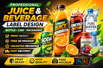 design juice label beverage bottle label energy drink and can label design juice