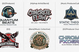 create a modern dj, music, band, hiphop, producer logo design