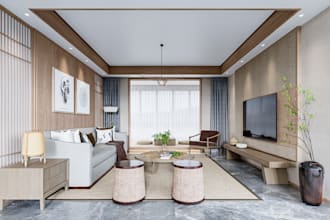 model and render luxury bedroom, kitchen, living room and bathroom in 3ds max