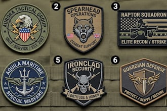 design minimal, patch, military tactical, and badge logo