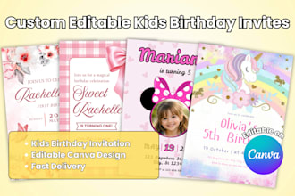 design kids birthday invitation in canva, printable or editable