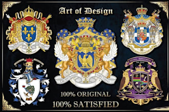 do custom coat of arms, family crest, heraldic logo for your brand