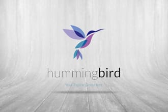 do custom hummingbird logo design for wildlife, nature, and business
