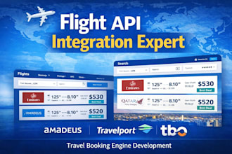 integrate flight API like amadeus, travelport, tbo in your travel website