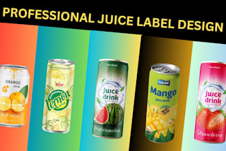 design professional juice, water bottle label and beverage packaging design
