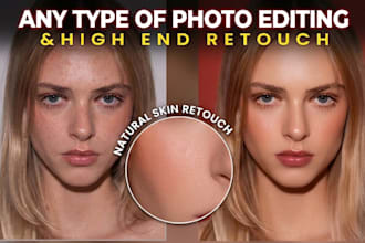 do high end portrait retouching and natural skin smoothing