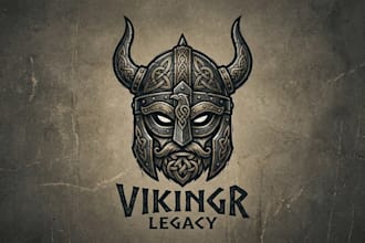 design a powerful viking helmet logo for your brand