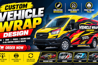 creative vehicle wrap for your van, car, ford van, truck or vehicle graphics