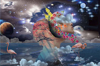 design a realistic photo manipulation and collage art