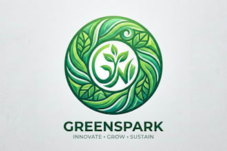 design a modern and unique green circle logo for your brand