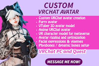 custom vrchat avatar furry avatar vrc avatar rigging 3d model unity vr character
