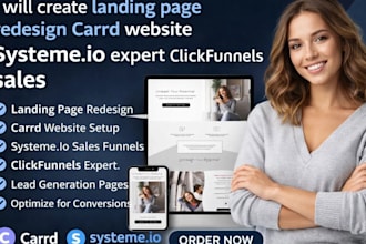 create landing page redesign carrd website systeme io expert clickfunnels sales