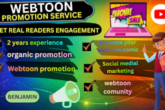 professionally promote your webtoon, comic, tapas and web comic content