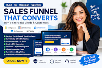 build fix sales funnel landing page gohighlevel clickfunnels systeme io website