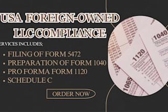 file and prepare 5472 1120 pro forma for foreign owned US llc tax in 6hrs