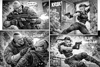 draw custom comic illustration comic book art manga anime style characters comic