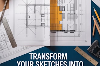 convert sketch or pdf into professional architectural plan