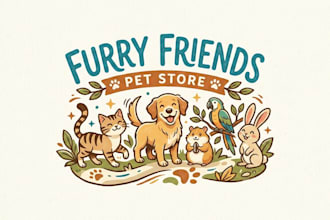 design a cute and unique pet store logo for your brand