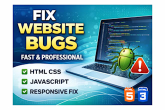fix html css javascript bugs or website errors quickly