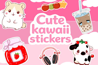 draw cute kawaii stickers for you