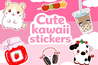 draw cute kawaii stickers for you