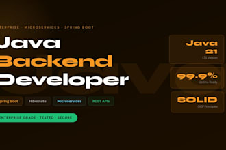 develop java spring boot rest API, microservices and enterprise backend