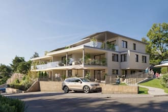 repair your 3d modern duplex exterior,urban neighborhood,landscape surrounding